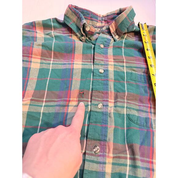 1990s Vintage Mens American Eagle Green Plaid Distressed Button Up Size Large - Picture 9 of 10